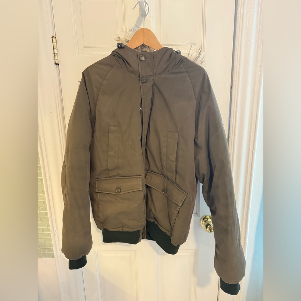 Pyrenex Men's olive Hooded Bomber Jacket winter down